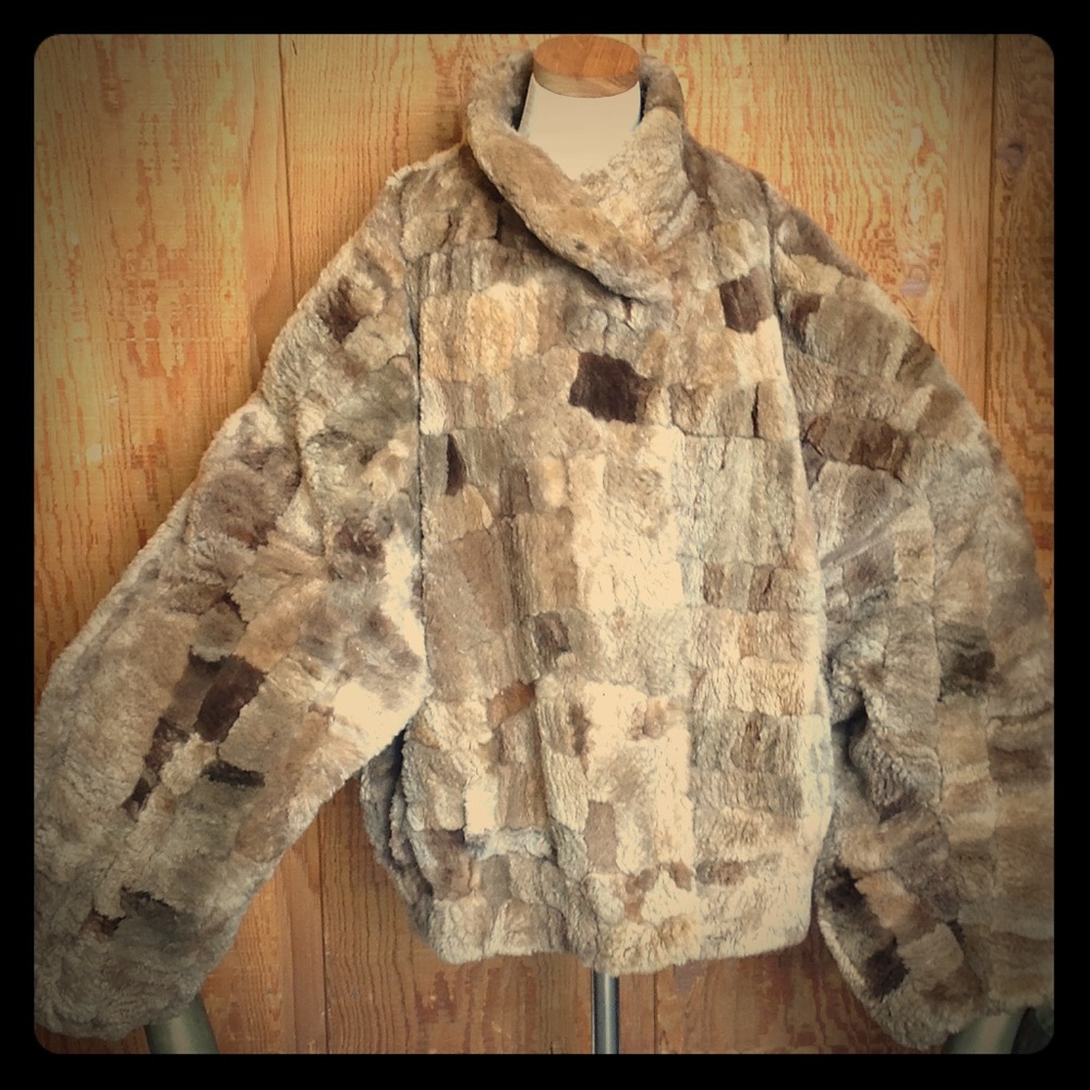 Sheared Patchwork Beaver Real Fur Coat Jacket